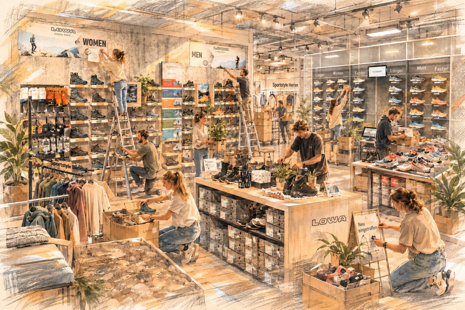 Hier wird noch fleißig umgestaltet. Bild: Intersport Grabert/KI generiert